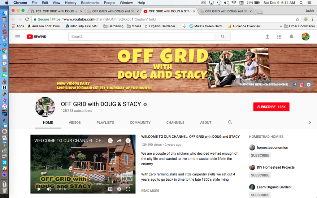 Off Grid With DOUG and STACY youtube channel